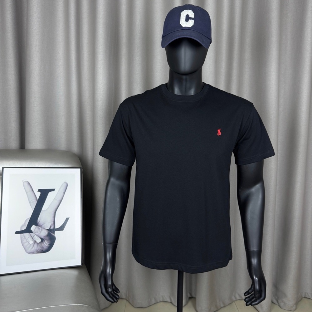 Ralph Lauren Black Short-Sleeve Crewneck T-Shirt with Red Polo Pony